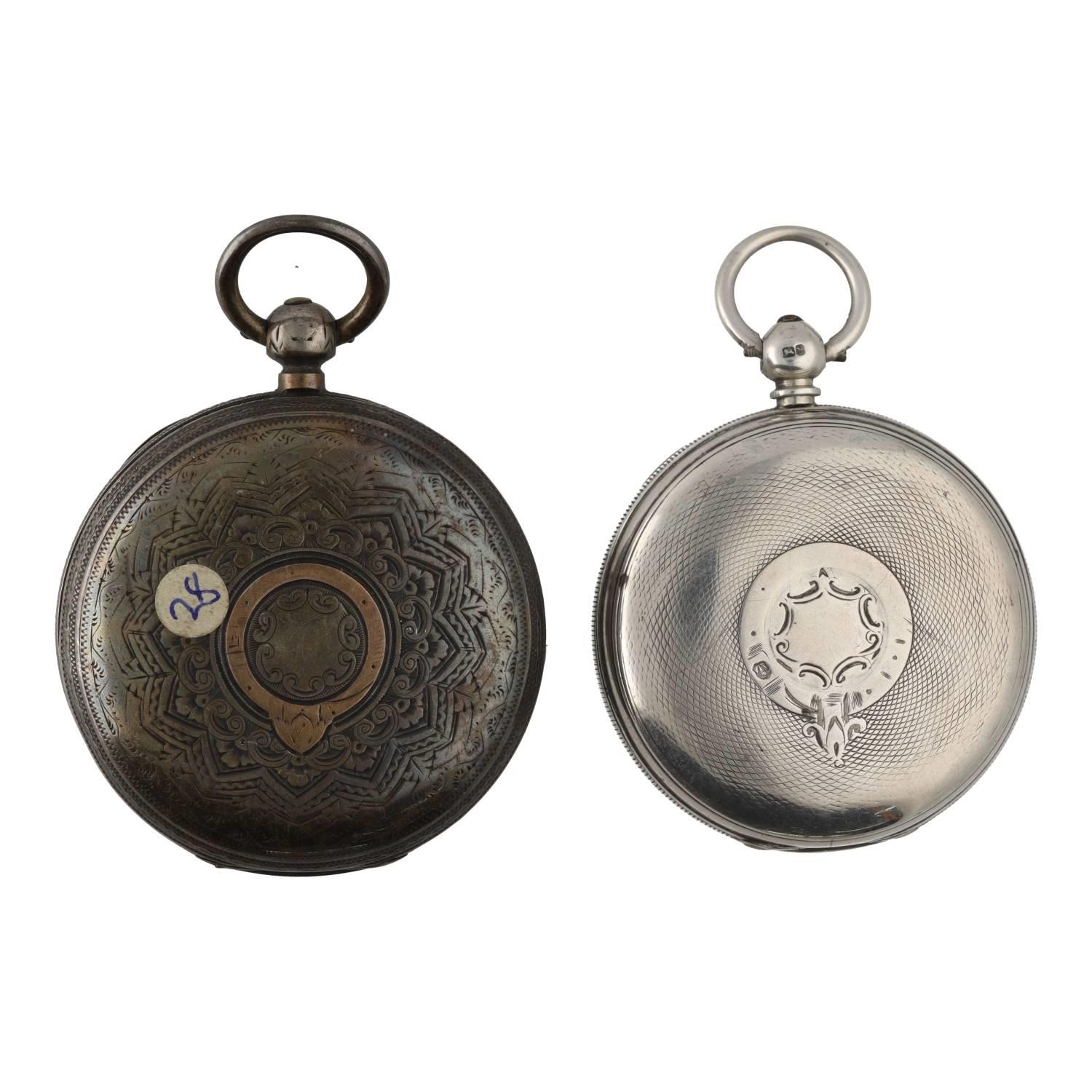 Victorian silver fusee lever engraved hunter pocket watch for repair, London 1891, maker W. H. Weir, - Image 2 of 3