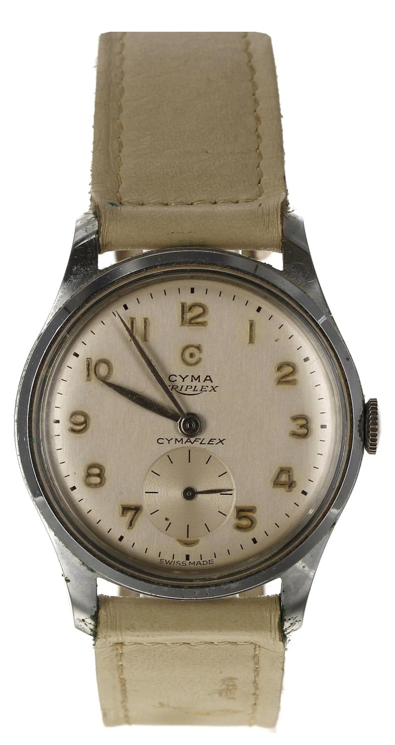 Cyma Triplex Cymaflex nickel and stainless steel gentleman's wristwatch, reference no. 1.5637 case