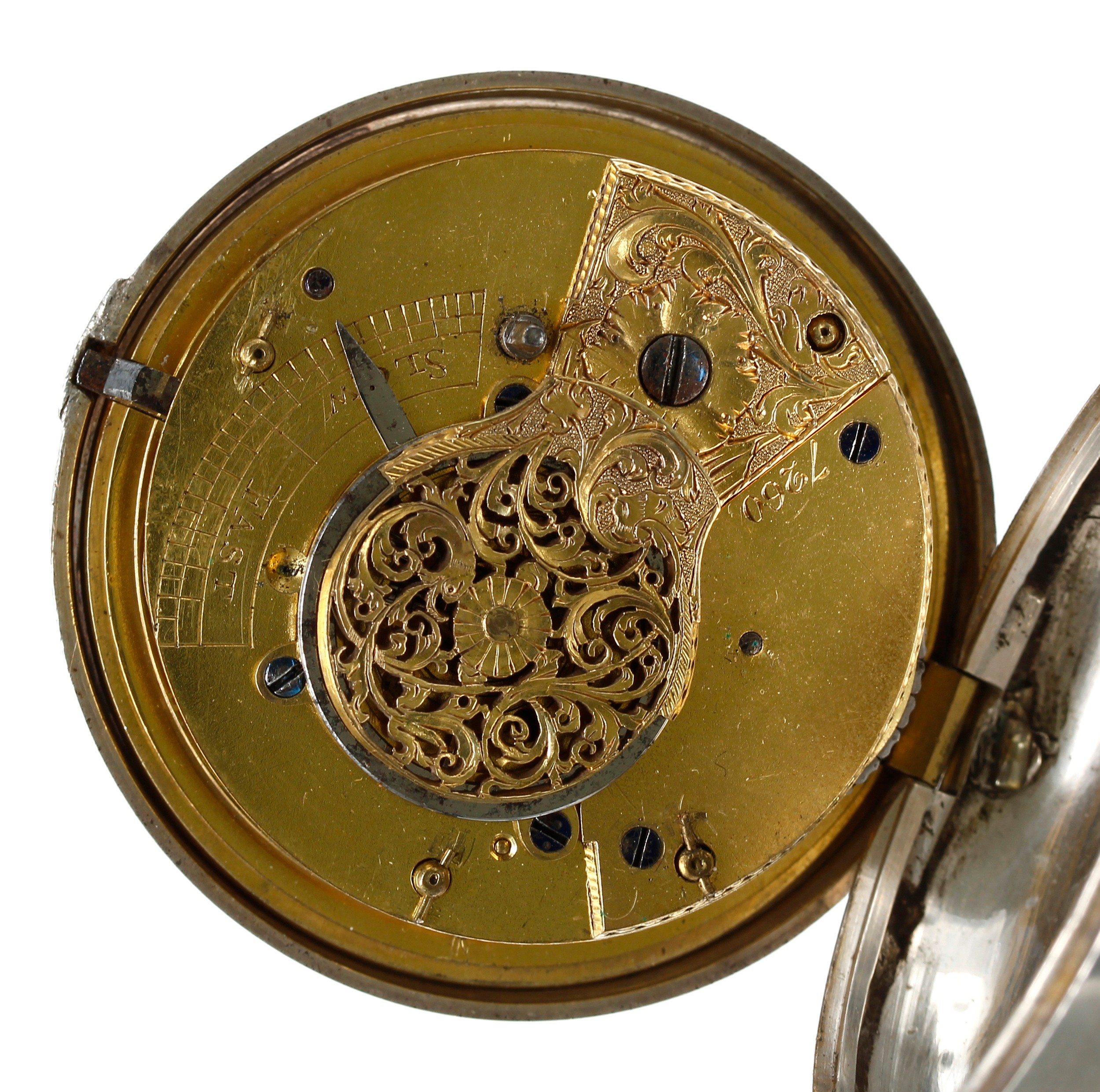 English George IV silver pair cased verge pocket watch, London 1826, unsigned fusee movement, no. - Image 3 of 6