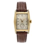 Gruen Veri-Thin 10k gold filled and base metal rectangular gentleman's wristwatch, rectangular