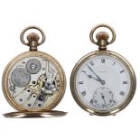 Rolex - Swiss gold plated lever pocket watch, signed 17 jewel three adj. movement, signed dial