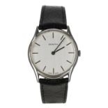 Zenith stainless steel gentleman's wristwatch, reference no. 01.1000.172, circular silvered dial,