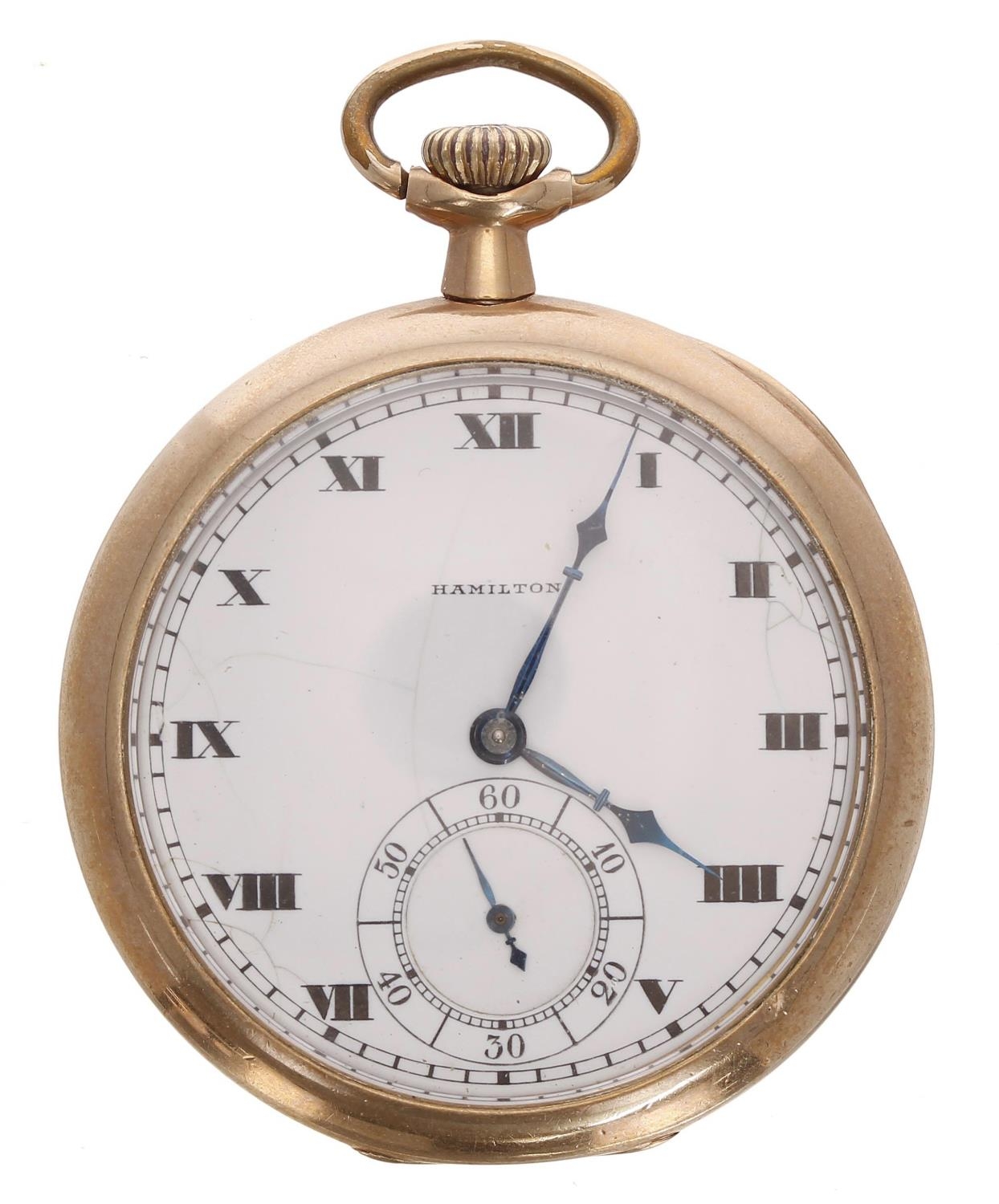 Hamilton Watch Co. gold plated lever dress pocket watch, circa 1921, serial no. 1819117, signed cal. - Image 2 of 4