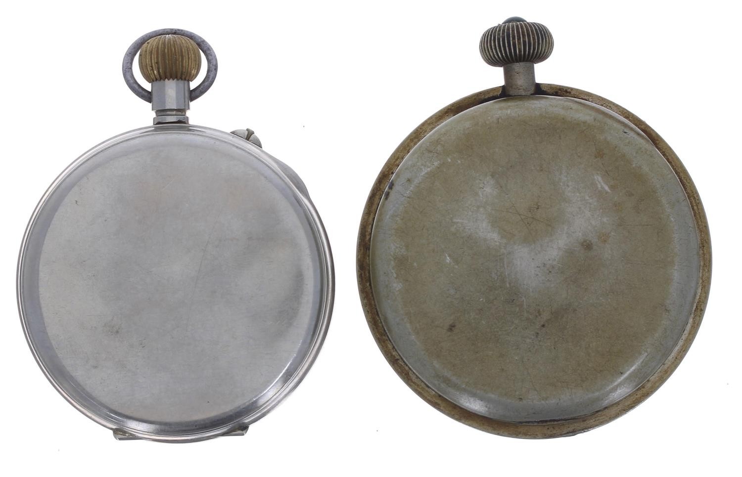 Longines Baume nickel cased Goliath pocket watch, the movement signed Longines Baume with plain - Image 6 of 7