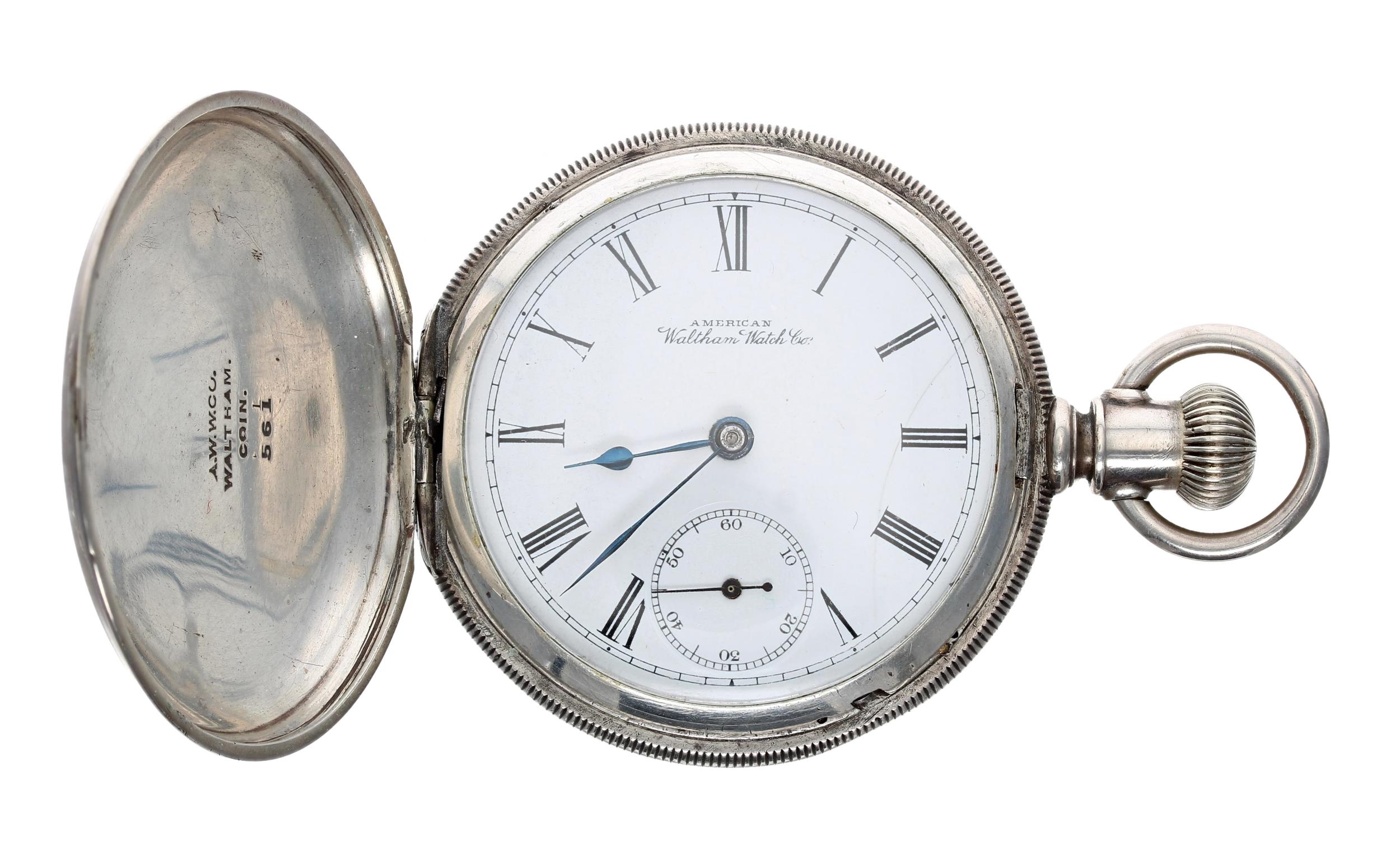 American Waltham lever set hunter pocket watch, circa 1892, signed movement, no. 5852169, signed