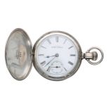 American Waltham lever set hunter pocket watch, circa 1892, signed movement, no. 5852169, signed