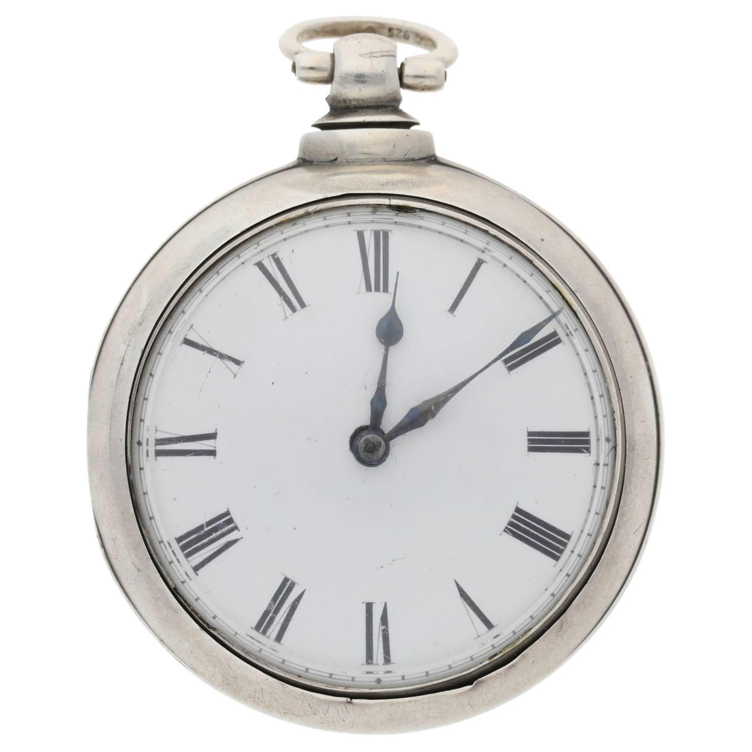 Early Victorian silver pair cased verge pocket watch, London 1840, unsigned fusee movement, no. - Image 2 of 7