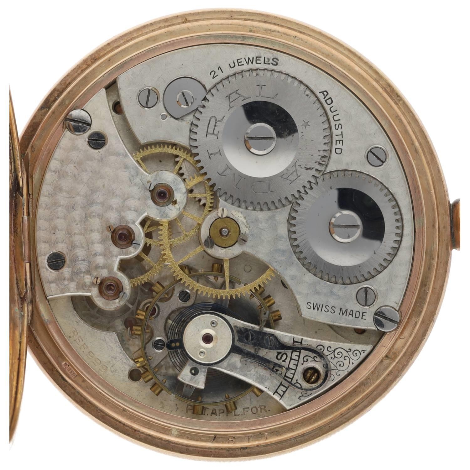 Admiral - Swiss 9ct lever pocket watch, Birmingham 1928, Swiss ref. 999 movement, Roman numeral dial - Image 3 of 5