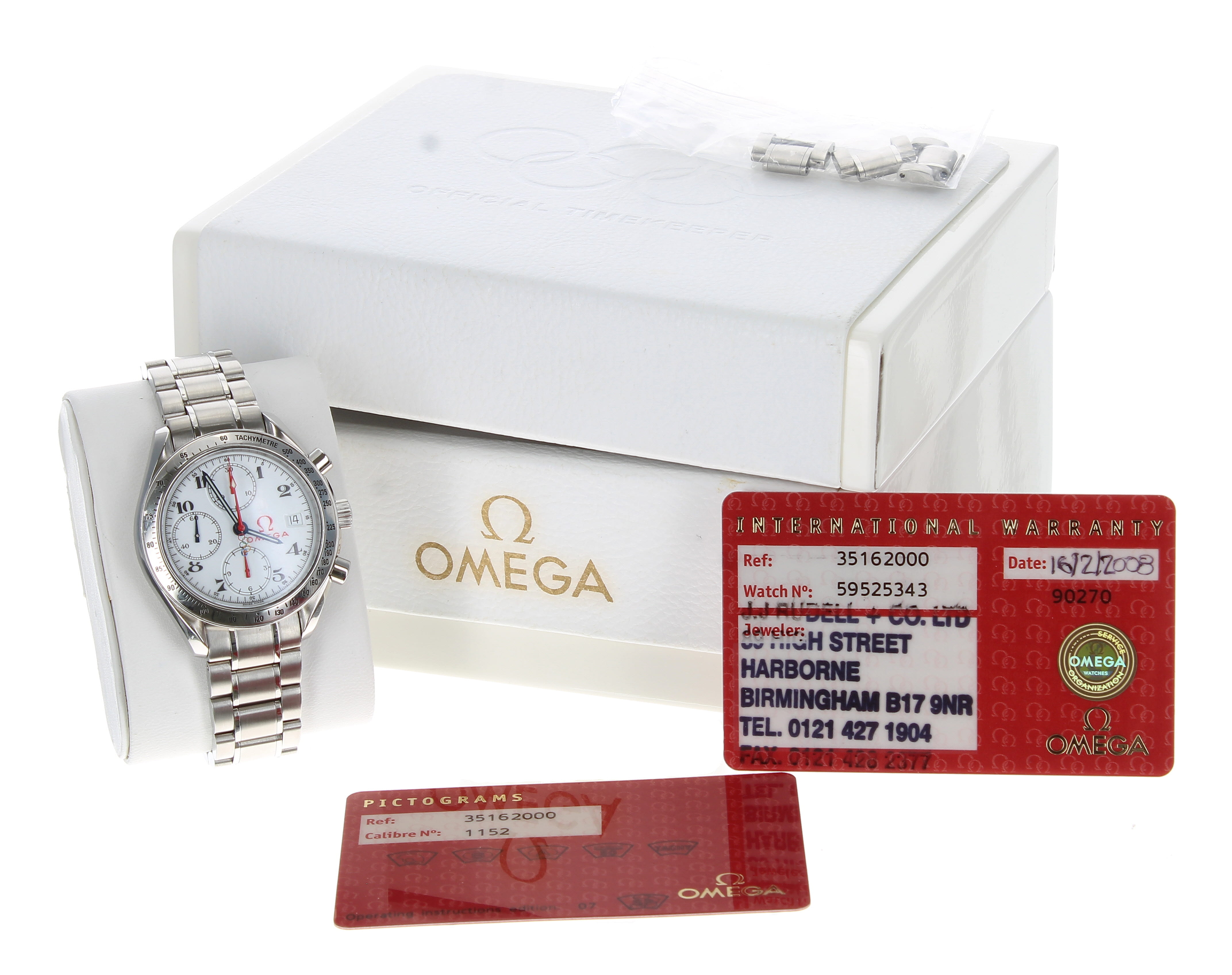 Omega Speedmaster Olympic Edition Chronograph automatic stainless steel gentleman's wristwatch, - Bild 3 aus 5