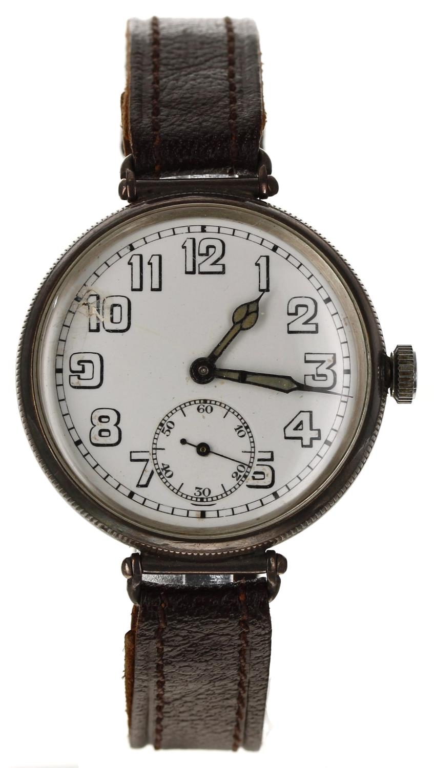 Longines Baume & Co. WWI period silver swing-lug gentleman's wristwatch, import hallmarks London