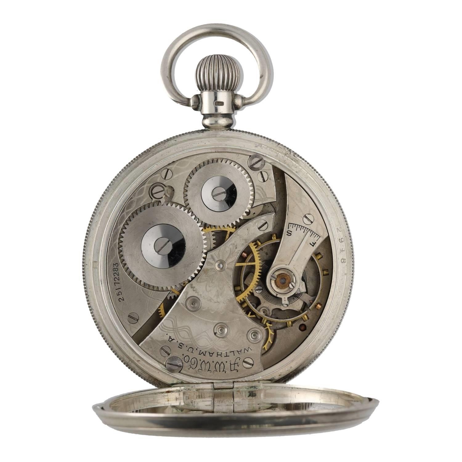 American Watham silver lever pocket watch, circa 1925, serial no. 25172283, signed movement, - Image 2 of 3