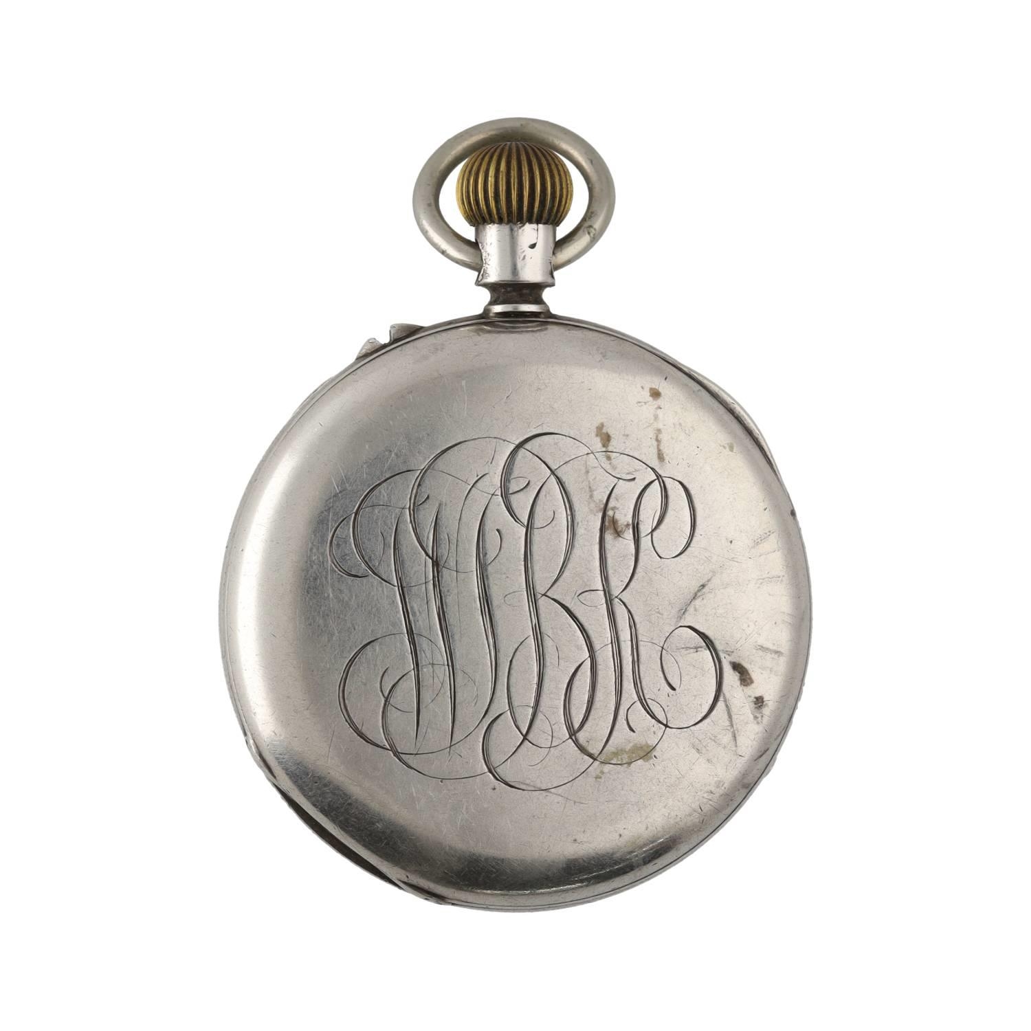 American Waltham silver chronograph lever pocket watch, circa 1886, serial no. 3127355, signed - Image 4 of 4