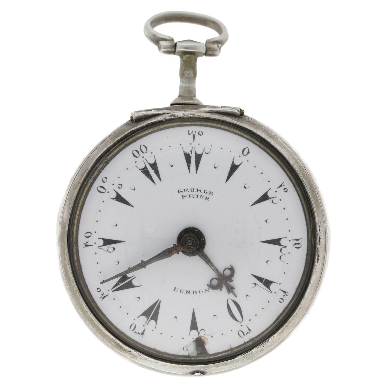 George Prior, London - English 18th century silver repoussé pair cased verge pocket watch for the - Image 3 of 11