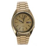 Seiko 5 automatic gold plated and stainless steel gentleman's wristwatch, reference no. 7009-3040,