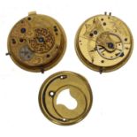 Rich Kavanagh, Dublin - Fusee rack lever pocket watch movement for repair, dust cover, enamel