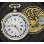 Tomson, London - English 18th century silver pair cased verge pocket watch, signed fusee movement,