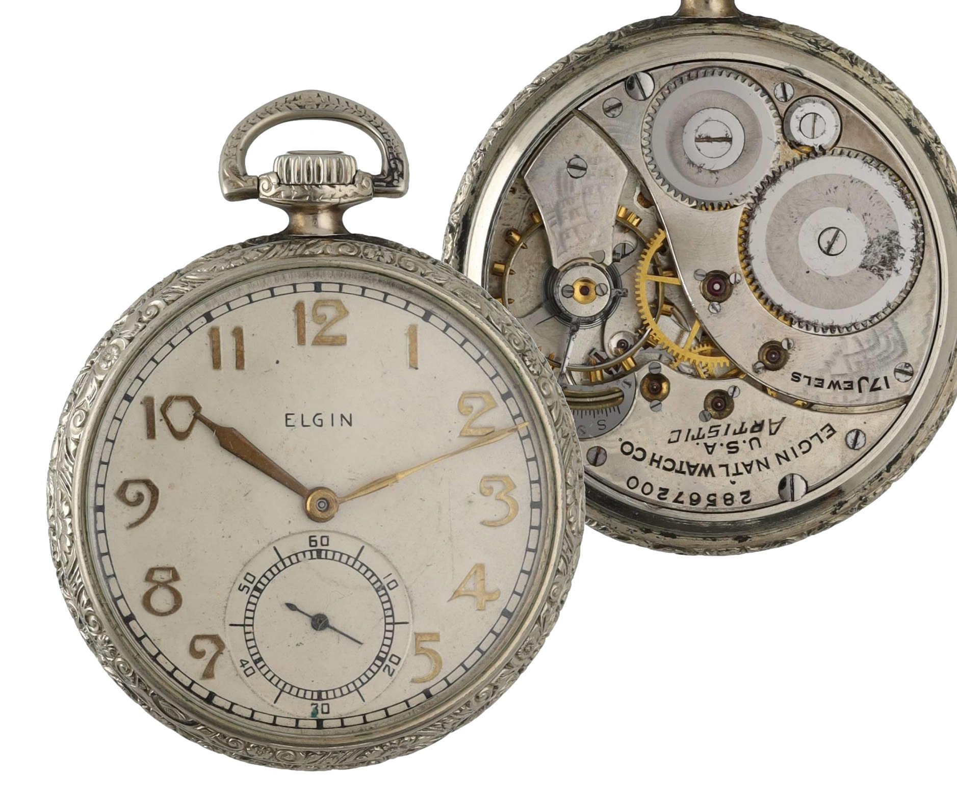 Elgin National Watch Co. 'Artistic' lever pocket watch, circa 1925, serial no. 28567200, signed 17