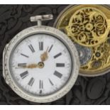 John Wilter, London - English 18th century silver pair cased verge pocket watch, the fusee