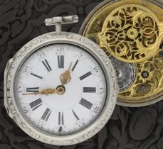 John Wilter, London - English 18th century silver pair cased verge pocket watch, the fusee