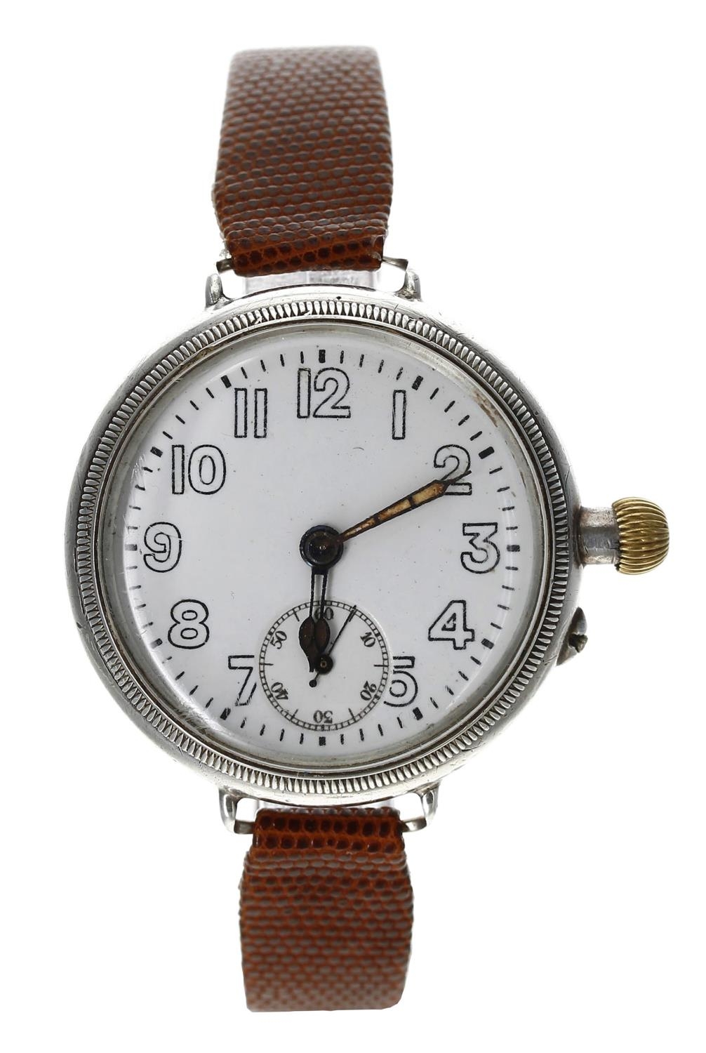 Silver WWI period 'Borgel' cased wire-lug gentleman's wristwatch, import hallmarks London 1914, case