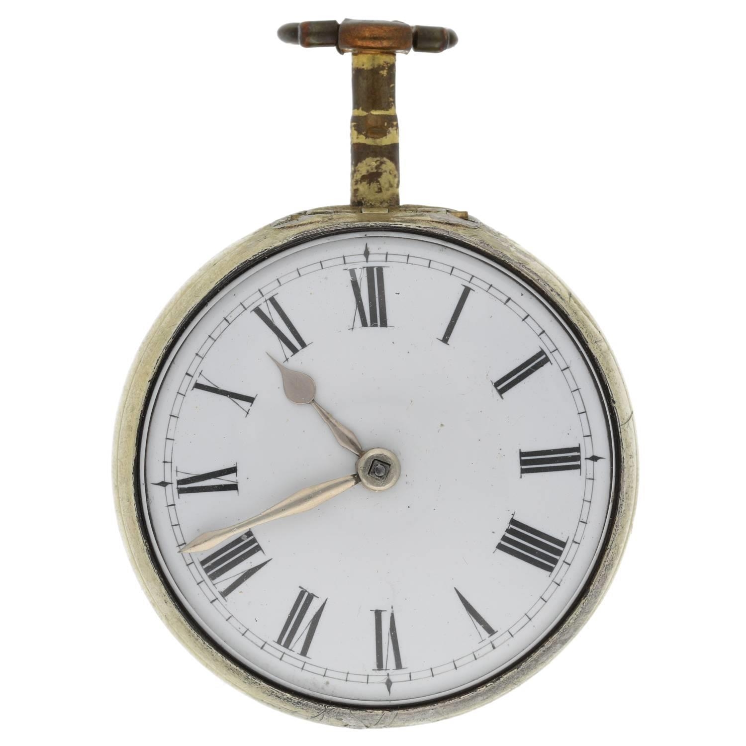 Henry King, London - 18th century English gilt pair cased verge pocket watch, signed fusee movement, - Image 3 of 10