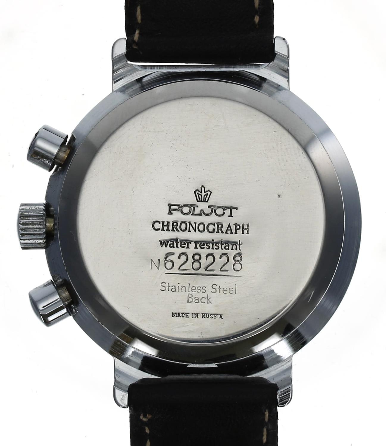 Poljot chronograph nickel/chrome and stainless steel gentleman's wristwatch, case no. 628xxx, - Image 2 of 2