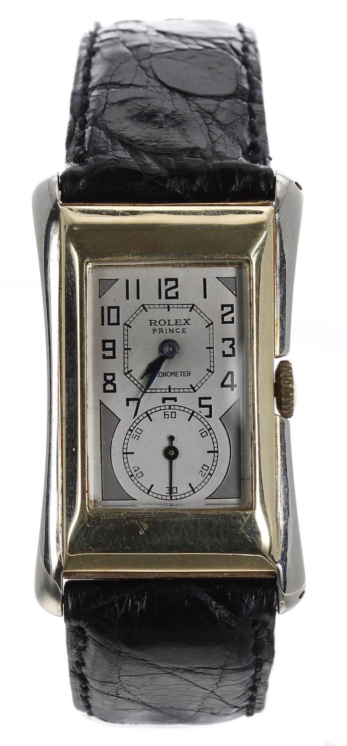 Rare Rolex Prince Brancard Chronometer 14ct bicolour gentleman's wristwatch, reference no. 971U,