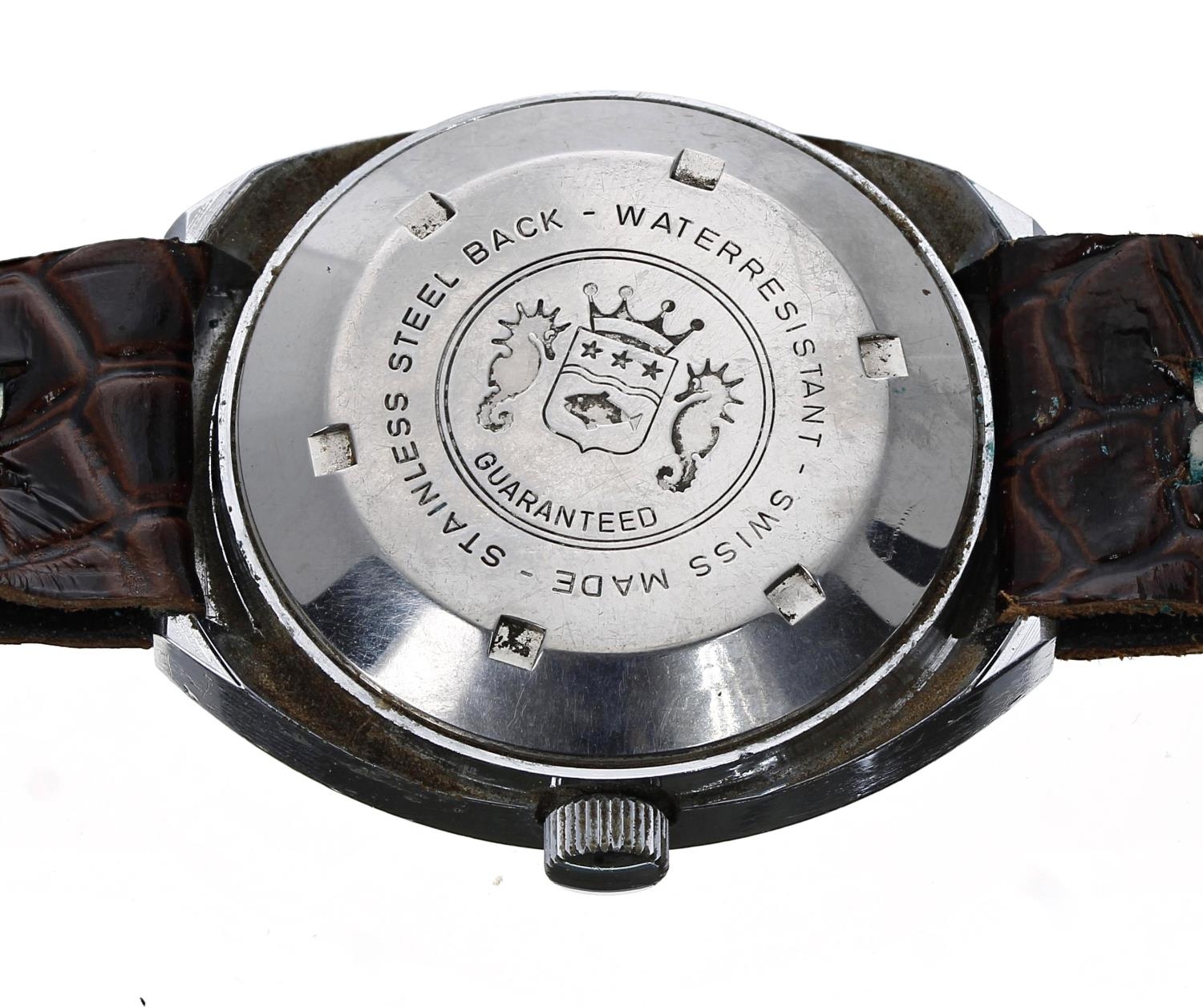Sicura Digital 'Jump Hour' nickel and stainless steel gentleman's wristwatch, rectangular silvered - Image 2 of 2