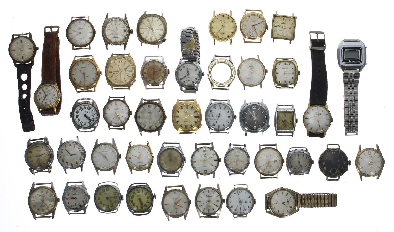 Quantity of assorted gentleman's wristwatches for repair to include Aviation, Everite, Sterling