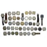 Quantity of assorted gentleman's wristwatches for repair to include Aviation, Everite, Sterling