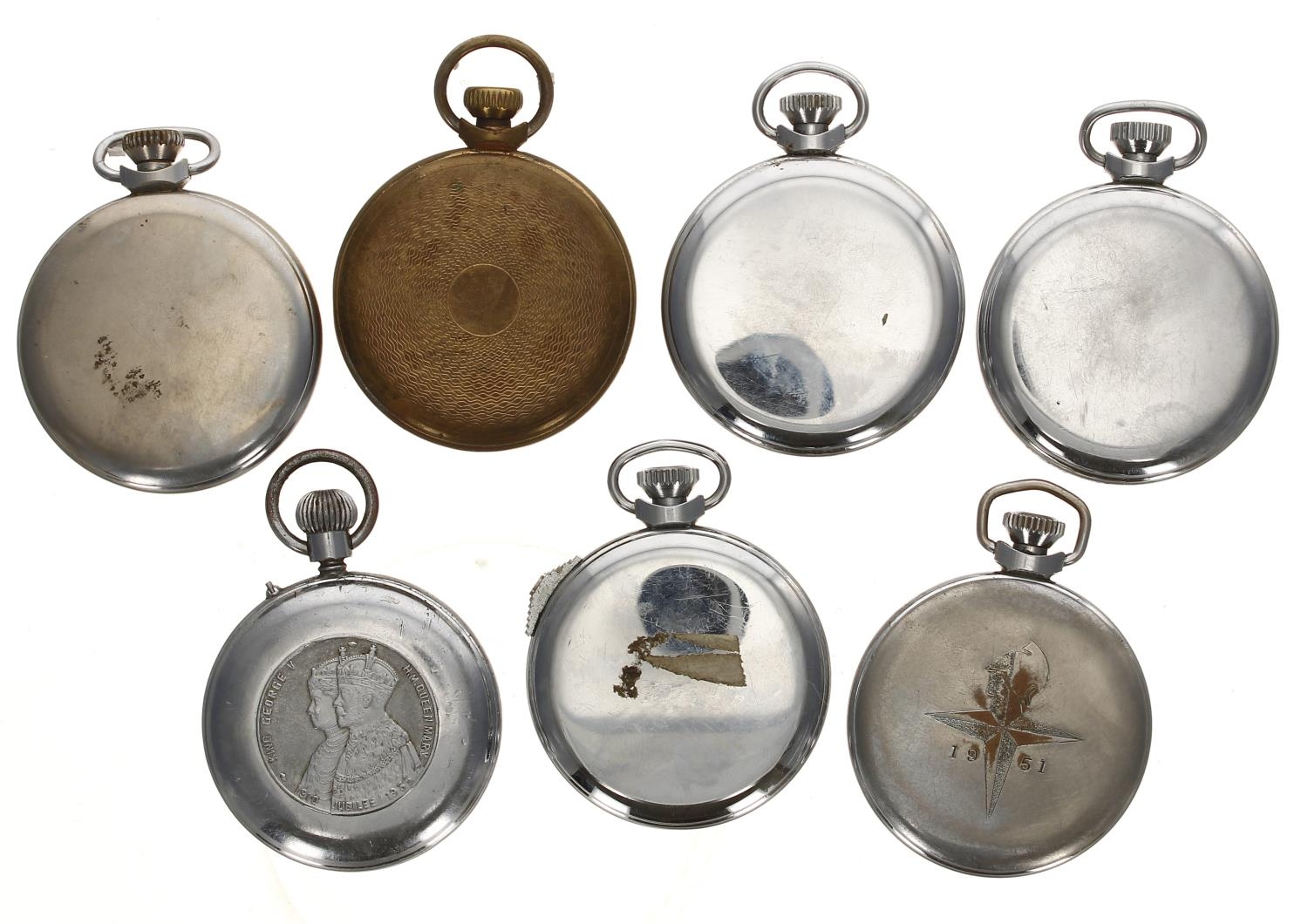 Four Ingersoll chrome cased pocket watches to include Triumph and Stop-Watch; together with Services - Image 2 of 2