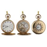 American Waltham gold plated half hunter lever pocket watch, circa 1908, serial no. 1749278,