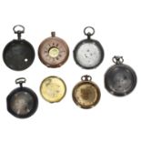 Two pairs silver matching pocket watch pair cases, 54mm and 51mm (outer cases); together with a