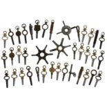 Collection of assorted pocket watch keys to include two spider keys and a trade key (38 approx)