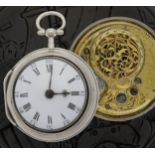Nath'l Egdch, London - George III silver repoussé pair cased verge pocket watch for the Dutch