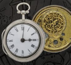 Nath'l Egdch, London - George III silver repoussé pair cased verge pocket watch for the Dutch