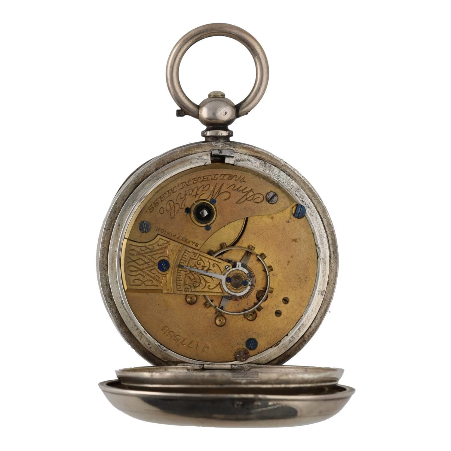 American Waltham silver lever pocket watch, circa 1895, serial no. 7177558, signed movement with - Image 2 of 3