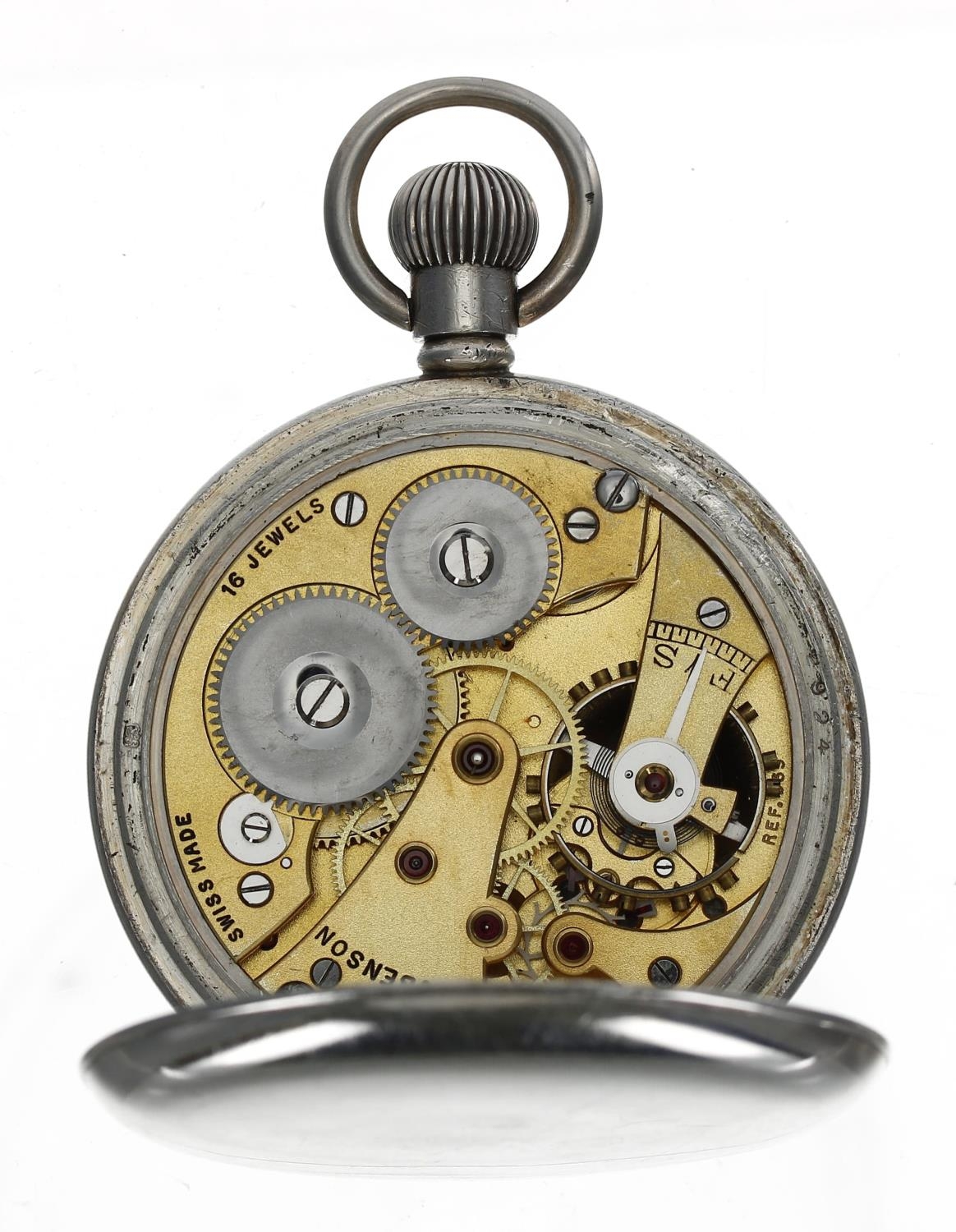 J.W. Benson - silver lever pocket watch, London 1935, signed gilt REF. 939 16 jewel movement, hinged - Image 3 of 4