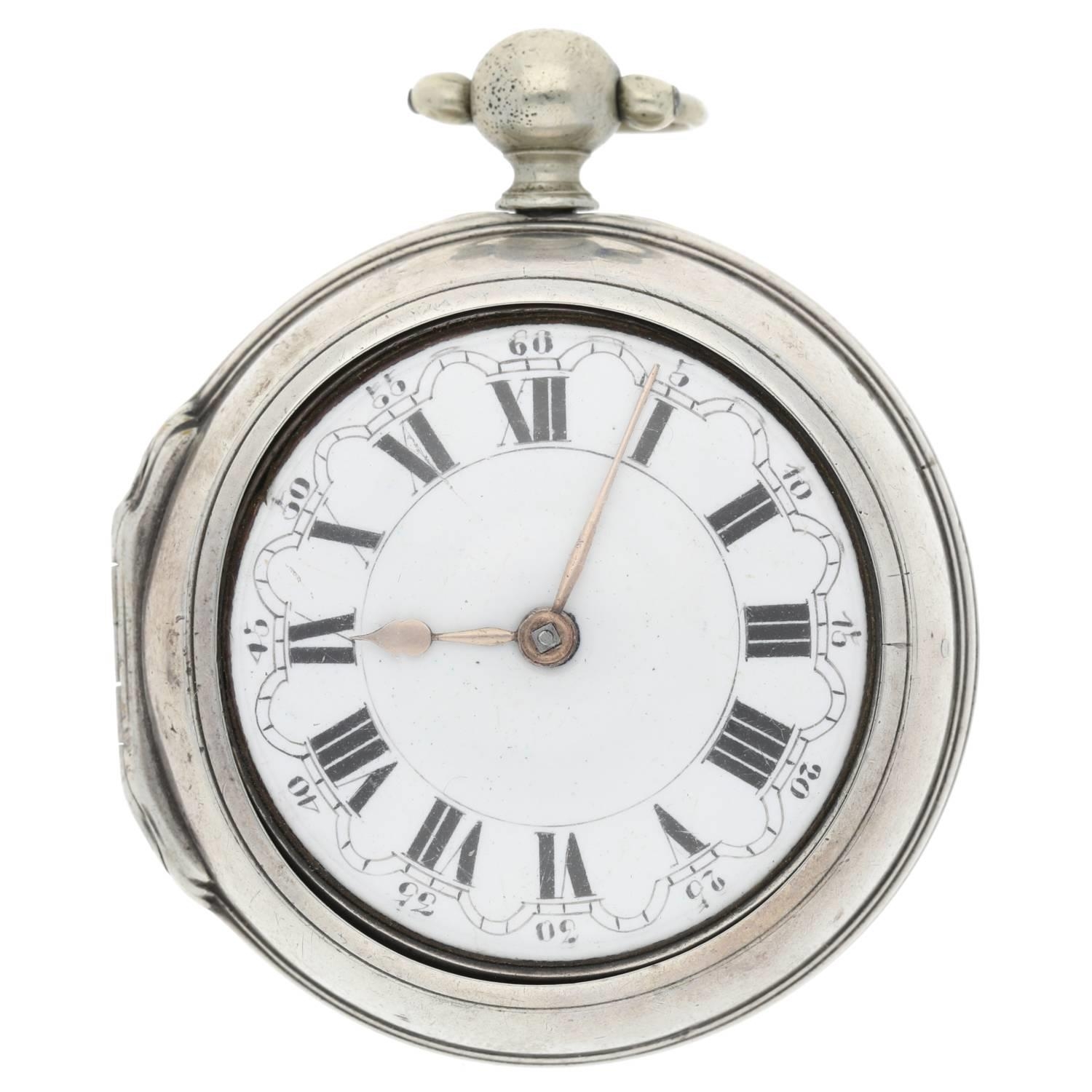 William Knight, West Marden - mid-18th century English silver pair cased verge pocket watch, - Image 2 of 10