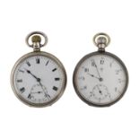 Ingersoll Trenton silver lever engine turned pocket watch, Birmingham 1909, Dennison case, 49mm;