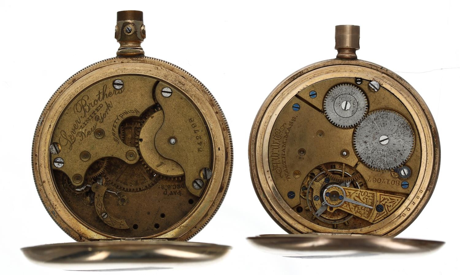 American Waltham gold plated lever hunter pocket watch for repair, 52mm; together with a Lever - Image 3 of 3