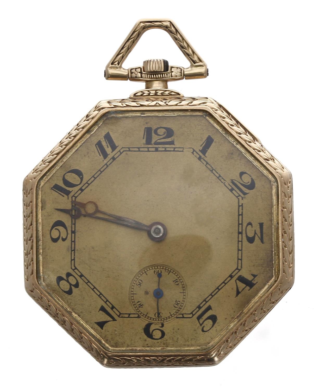 Swiss 14ct lever dress pocket watch, unsigned movement, no. 13724600, gilt dial with Arabic - Bild 2 aus 4