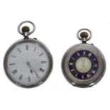 Victorian silver lever engine turned fob watch, Birmingham 1893, three quarter plate movement signed
