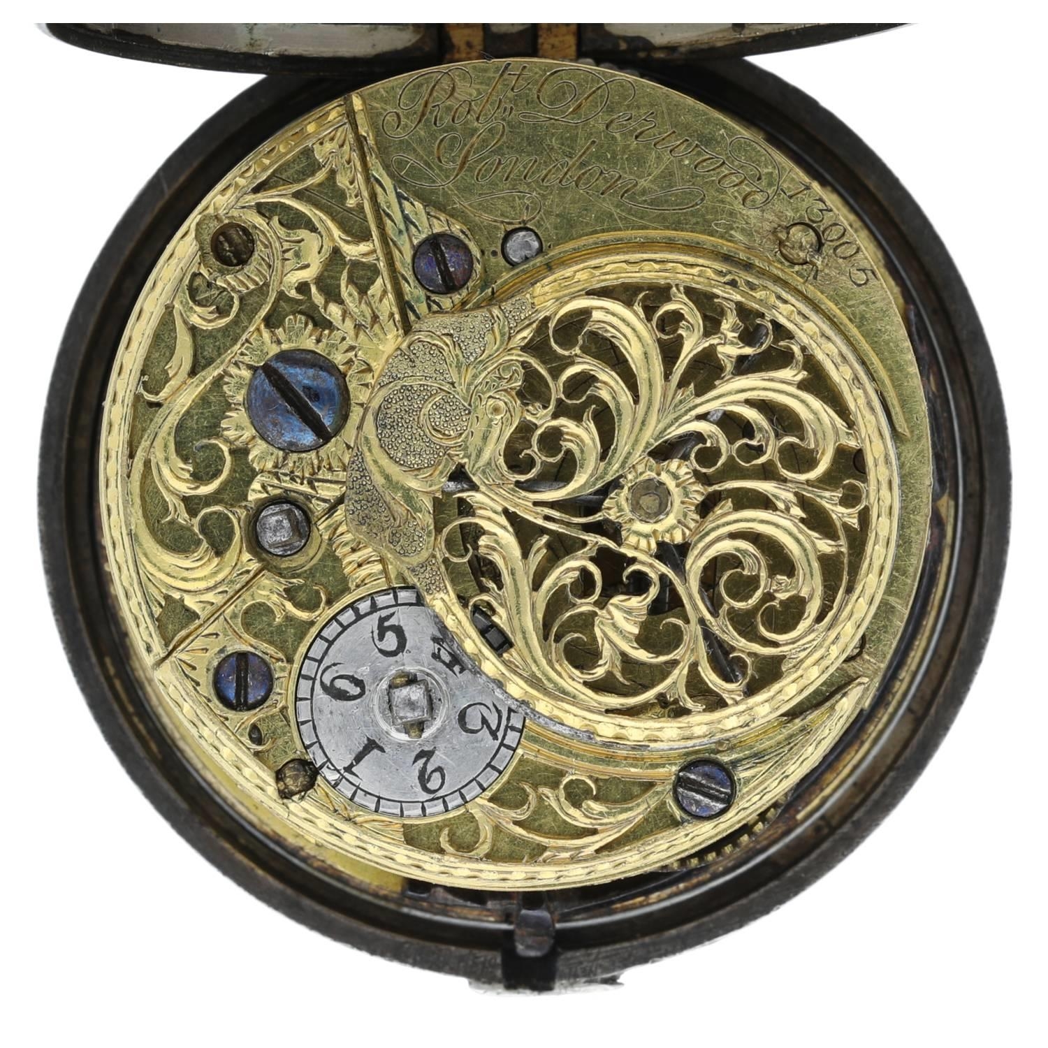 Robert Derwood, London - George III English silver pair cased verge pocket watch, London 1775, - Image 4 of 7