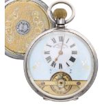 Hebdomas Patent 8 days silver pocket watch, import hallmarks London 1912, the decorated dial with