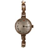 Rolex 9ct rose gold lady's wristwatch, import hallmarks London 1915, circular silvered dial with