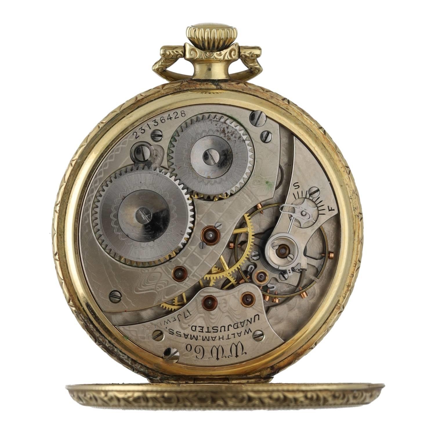 American Waltham gold plated lever pocket watch, circa 1919, serial no. 23136428, signed 17 jewel - Image 2 of 3