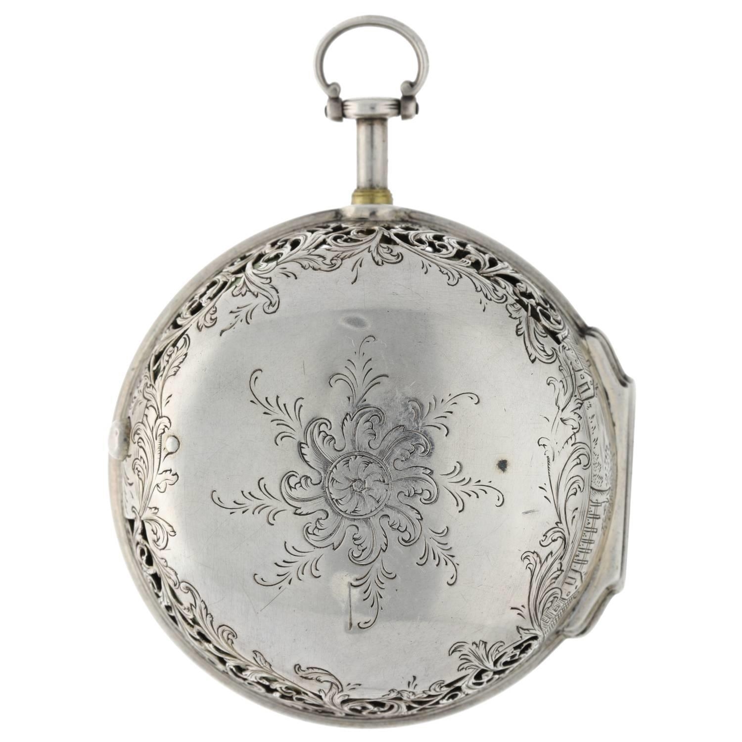 William Moore, London - mid-18th century English quarter repeating silver pair cased verge pocket - Image 9 of 12
