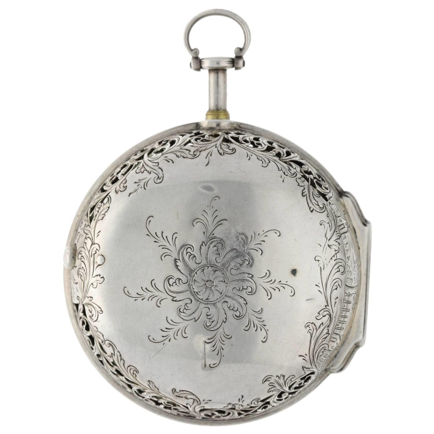 William Moore, London - mid-18th century English quarter repeating silver pair cased verge pocket - Bild 9 aus 12