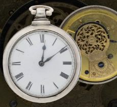 Early Victorian silver pair cased verge pocket watch, London 1840, unsigned fusee movement, no.